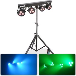 Discolamp - MAX PartyBar4 disco verlichting met 4 PAR spots aan T-bar incl. standaard