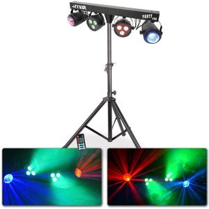 Discolamp - MAX Partybar1 disco verlichting met 2x Jellymoon discobal en 2 Par spots + standaard