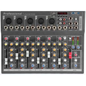 Mengpaneel - Vonyx VMM-F701 - Professionele 7-kanaals mixer met o.a. mp3 speler, echo en delay effecten