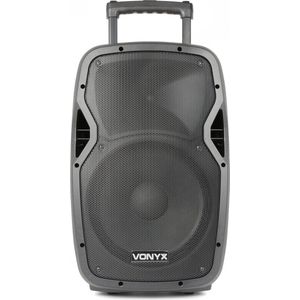 Mobiele party speaker - Vonyx AP1200PA - 600 Watt - 2 handmicrofoons - 1 headset microfoon - Bluetooth - USB - SD