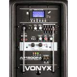 Mobiele party speaker - Vonyx AP1500PA - 800 Watt - partybox met 2 microfoons - 1 headset microfoon - op accu