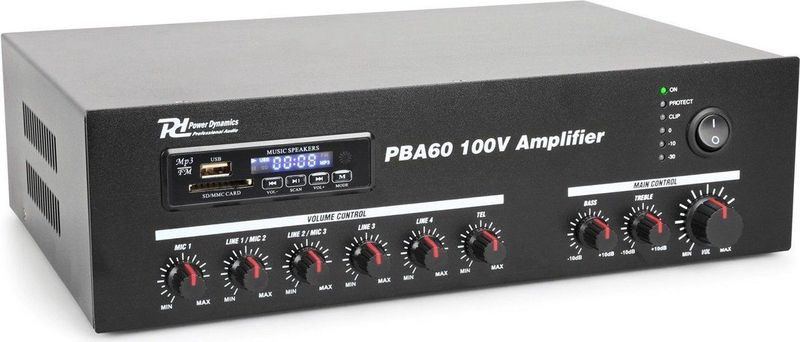 Power Dynamics - PBA60 - Versterker - 60W - Bluetooth - MP3 Speler