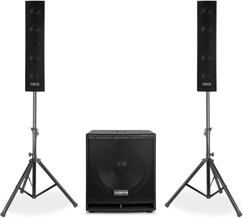 Vonyx VX880BT actieve Bluetooth geluidsinstallatie met subwoofer, tops, statieven, microfo