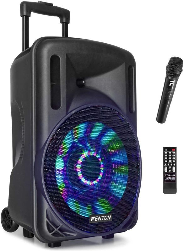 Party speaker Bluetooth - Fenton FT12LED - 700 Watt - karaoke set volwassenen - partybox speaker op accu