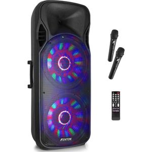 Party speaker Bluetooth - Fenton FT215LED - 1600 Watt - XL partybox op accu - karaoke set