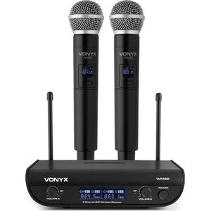 Draadloze microfoon - Vonyx WM82 draadloze microfoonset UHF met twee handmicrofoons