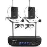 Vonyx WM82 Draadloze UHF Microfoonset - 2x Headset - 2x Dasspeld