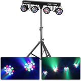 Discolampen - BeamZ PARTYBAR3 - Vier lichteffecten op statief - 4x PAR spot + 4x gekleurde Magic discobal - Complete set!