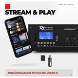 Versterker 100V - Power Dynamics PRM240 100V versterker met Bluetooth en mp3 speler - 240W