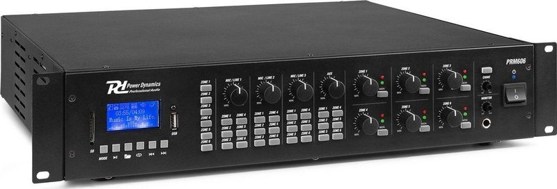 100V versterker - Power Dynamics PRM606 matrix versterker - 6 zones - 6x 60W - Zwart