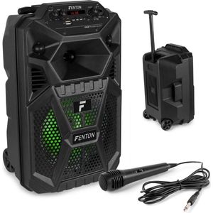 Fenton - FPC8T - Bluetooth Speaker - Zwart - 100W - Accu - Karaoke Set