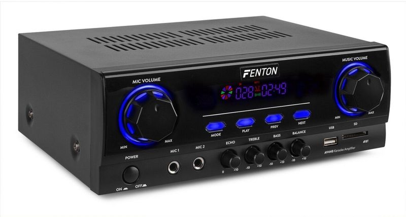 Fenton - AV440 - Digitale Karaoke Versterker - Zwart - Bluetooth - 400 W