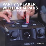 Drumpad Karaoke set met Microfoon - Vonyx SBS50B-DRUM - Ingebouwde Accu - LED - Bluetooth - USB