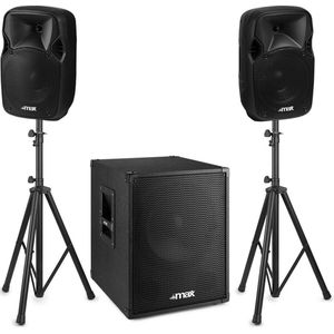 MAX MX700 DJ speakerset met subwoofer - 700W - Zwart