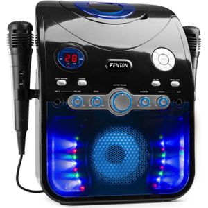 Karaoke Set met 2 Microfoons en LED Verlichting - Fenton SBS20B - Voor Volwassenen en Kinderen - Bluetooth - CD+G - Zwart