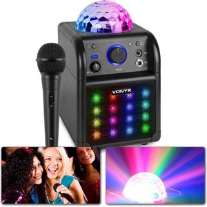 Karaoke Set met LED Lichteffecten en Ingebouwde Accu - Vonyx SBS50B-PLUS - Bluetooth Speaker Met Microfoon