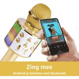 MAX KM15G Karaoke Microfoon - Draadloos - LED - Bluetooth - Goud