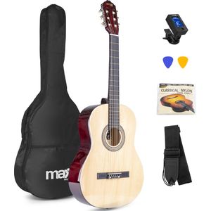 Klassieke Akoestische Gitaar met Nylon Snaren - MAX SoloArt - Beginnersset met Accessoires - Hout