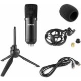 Vonyx CM300B - USB Studio Microfoon - Incl. Tafelstandaard - Zwart