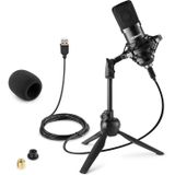 Vonyx CM300B - USB Studio Microfoon - Incl. Tafelstandaard - Zwart