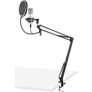 USB microfoon voor pc - USB Studio microfoon met standaard - Vonyx CMS300S - Condensator - incl ruisfilter - Titanium