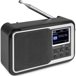 Draagbare DAB radio met Bluetooth - Audizio Anzio - Ideaal als Bluetooth speaker, Wekkerradio of FM radio - Retro radio met accu - Zwart