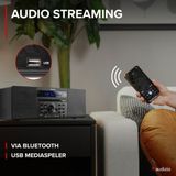 DAB radio met CD speler, Bluetooth, USB mp3 speler en radio - Stereo - Zwart - Audizio Prato