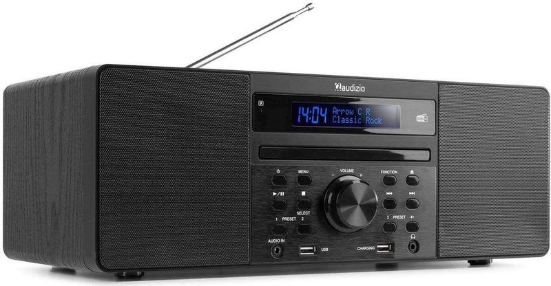 DAB radio met CD speler, Bluetooth, USB mp3 speler en radio - Stereo - Zwart - Audizio Prato