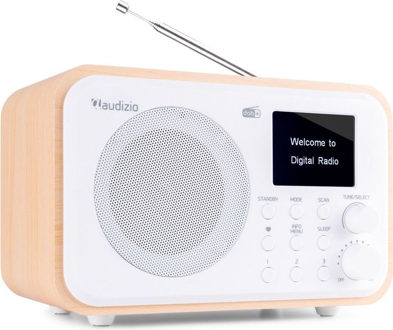 DAB Radio met Bluetooth - Audizio Milan - DAB Radio Retro met Accu en FM Radio - Wit
