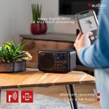 DAB radio met Bluetooth - Audizio Milan - DAB radio retro met accu en FM radio - Zwart