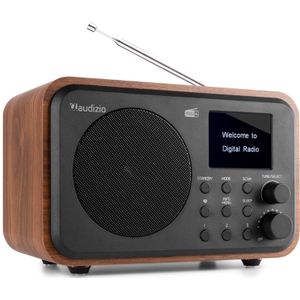 Audizio Milan draagbare DAB radio met Bluetooth, FM radio en accu - Hout
