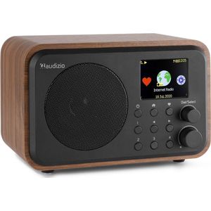 Audizio Venice wifi internet radio, Bluetooth speaker en wekkerradio op accu - Hout
