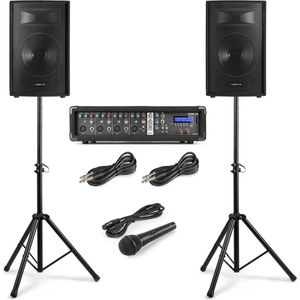 Vonyx - VX210 - Geluidsinstallatie - 2x 10 Inch Speakers - 4 Kanaals Mixer