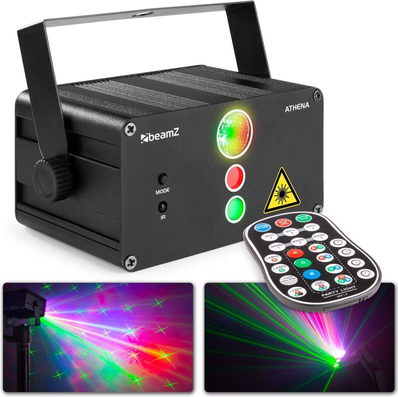 Disco Laser met Ingebouwde Accu en 2 Lasers - BeamZ Athena - Multicolor LED Discolamp