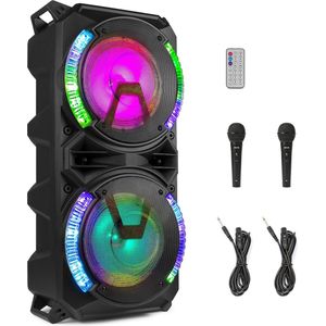 Fenton - LIVE280 - Party Speaker - Bluetooth - 900 Watt - Karaoke Set met 2 Microfoons