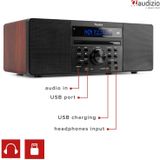 DAB Radio met CD Spele - Bluetoot - USB Mp3 Speler en Radio - Stereo - Hout - Audizio Prato