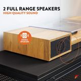 Retro Platenspeler met Bluetooth en Speakers - Fenton RP165L - Incl. Naald - Lichtbruin Hout