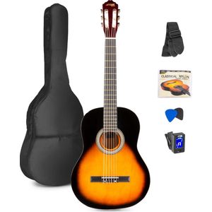 Klassieke Akoestische Gitaar met Nylon Snaren MAX SoloArt Beginnersset met Accessoires Sunburst