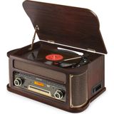 Retro Platenspeler Bluetooth - Fenton Memphis - Cassett - Mp3 Spele - FM en DAB Radio - Donkerbruin