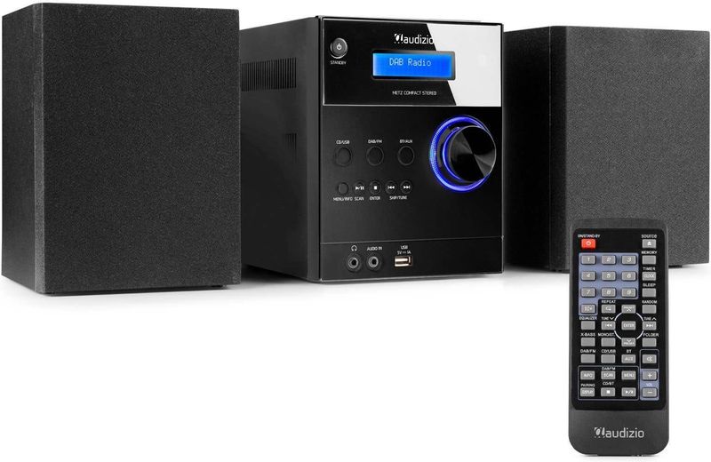 Audizio - Metz - Stereo Set - Zwart - Bluetooth - AUX - Alarm