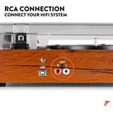 Platenspeler met speakers - Fenton RP106W - met USB en stereo geluid - Bruin (hout)