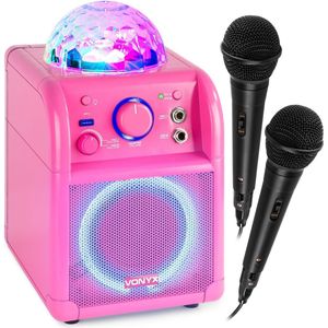 Karaoke set Kinderen - Vonyx SBS55P - Bluetooth - 2 Microfoons - Lichteffecten - Accu