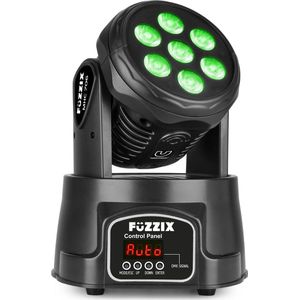 Moving head - Fuzzix MHC706 - Krachtige en compacte discolamp met 7 LED's van 6W - RGBW - DMX