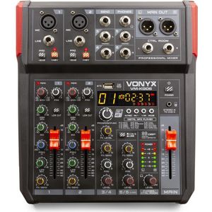Mengtafel - Vonyx VM-KG06 - 6-kanaals mengpaneel Bluetooth, DSP, mp3 speler en USB audio interface