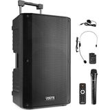 Speaker met Bluetooth - Vonyx VSA500BP - 800 Watt - Partybox - 2 draadloze mics - 1 heaset mic