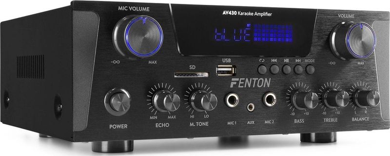 Fenton - AV430B - Karaoke Versterker - 600W - Bluetooth - 2 Microfooningangen