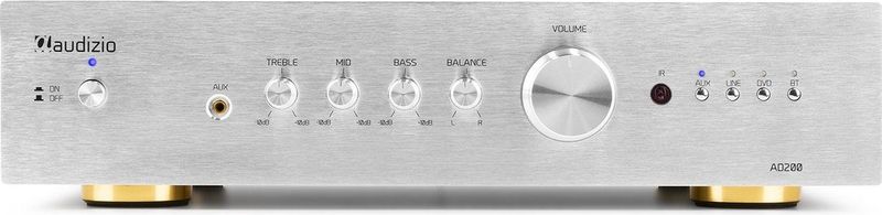 Stereo versterker - Audizio AD200A - hifi versterker met Bluetooth - Subwoofer aansluiting - Zilver
