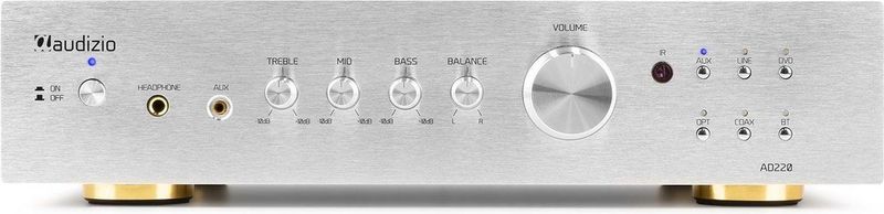 Stereo versterker - Audizio AD220A - hifi versterker met Bluetooth - Subwoofer aansluiting - Zilver