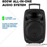 Party speaker Bluetooth - Vonyx Verve38 - 800 Watt - partybox op accu - 2 draadloze microfoons