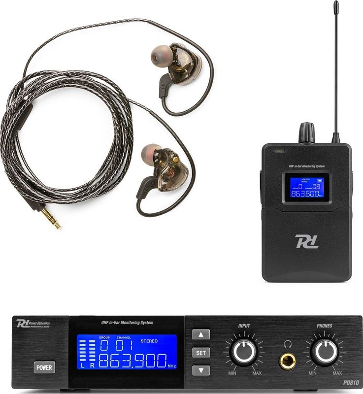 Power Dynamics - PD810 - UHF Draadloos In Ear Monitorsysteem - Zwart - Compact